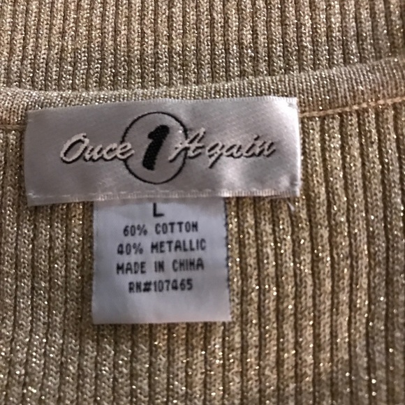 Once Again gold metallic tank top w/ gold sequins - Picture 7 of 8